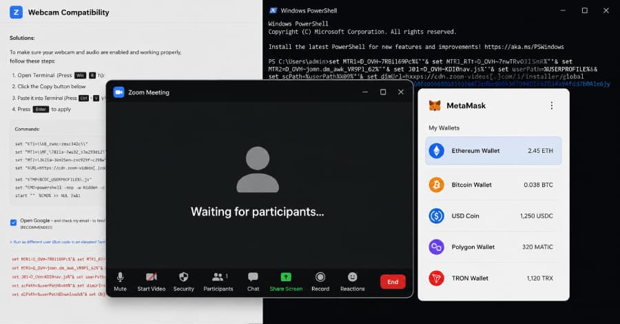 Kit de phishing de BlueNoroff en Zoom perfila billeteras criptográficas antes de la entrega del malware.