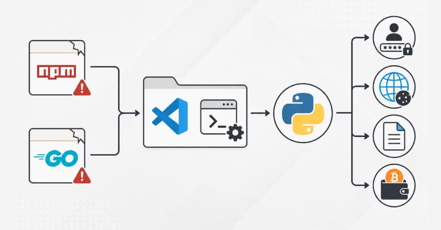 Paquetes npm y Go secuestrados utilizan tareas de VS Code para desplegar infostealer en Python.