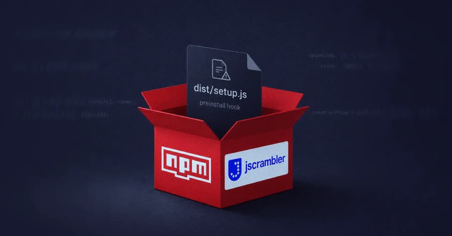 Liberación comprometida de jscrambler 8.14.0 en npm instala un infostealer de Rust durante la instalación.