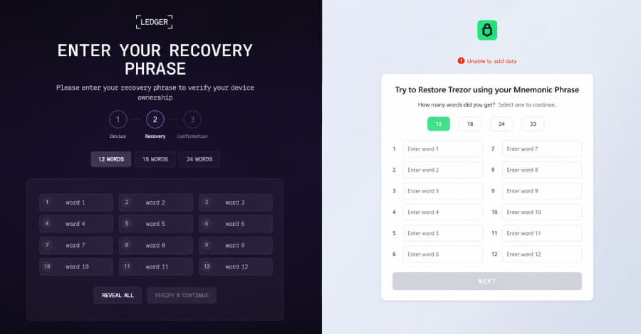 El marco de malware OkoBot inyecta phishing de frases semilla en las aplicaciones de Ledger y Trezor.